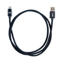 The braided USB-C to USB charging cable shown in a coil